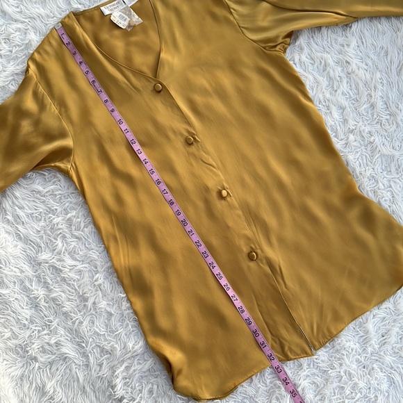 NOS Victoria’s Secret vintage gold label silk mustard pajama sleep shirt Sm READ - Picture 5 of 11